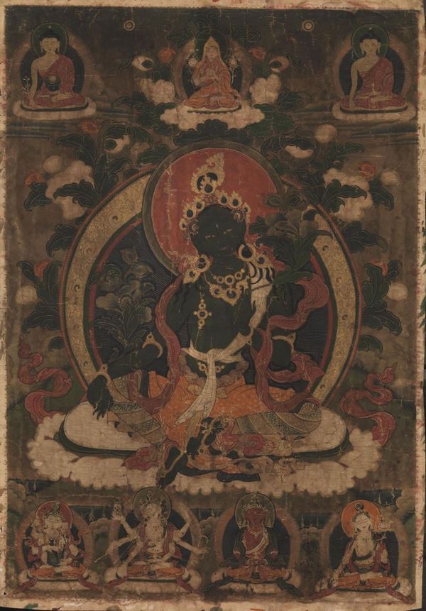 THANGKA RAFFIGURANTE TARA VERDE, TIBET, SECC. XVIII-XIX