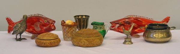 Due pesci, sec. XX, in vetro di Murano  - Asta ANTIQUARIATO, COLLEZIONISMO, GIOIELLI - Poggio Bracciolini Casa d'Aste
