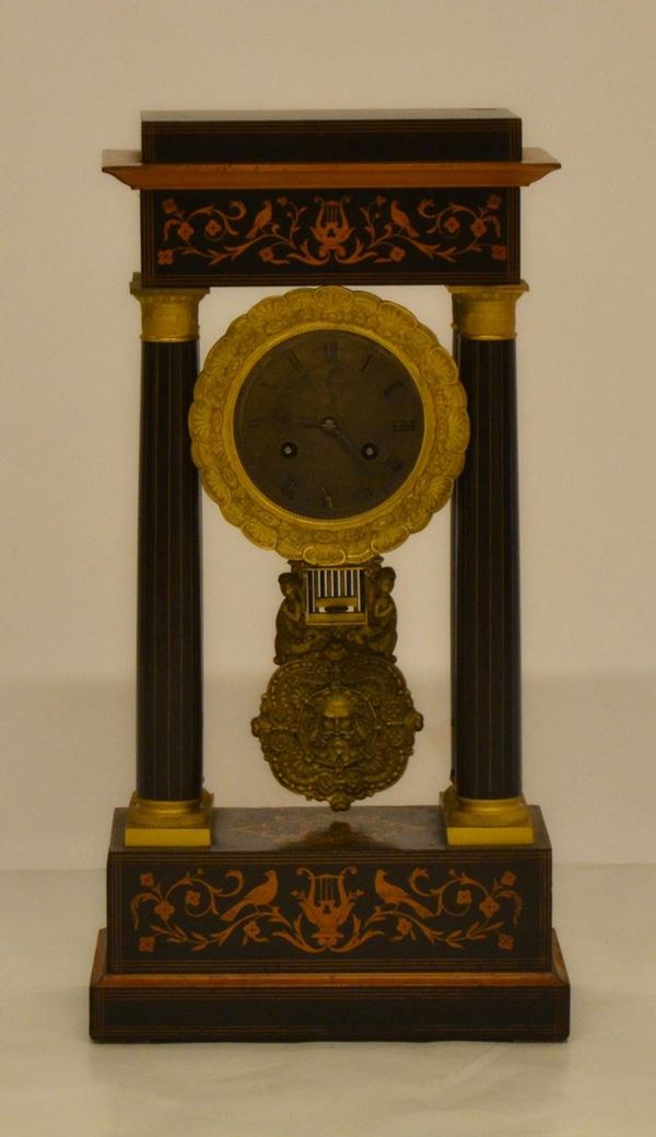 Orologio da tavolo, in stile Impero, cassa in legno