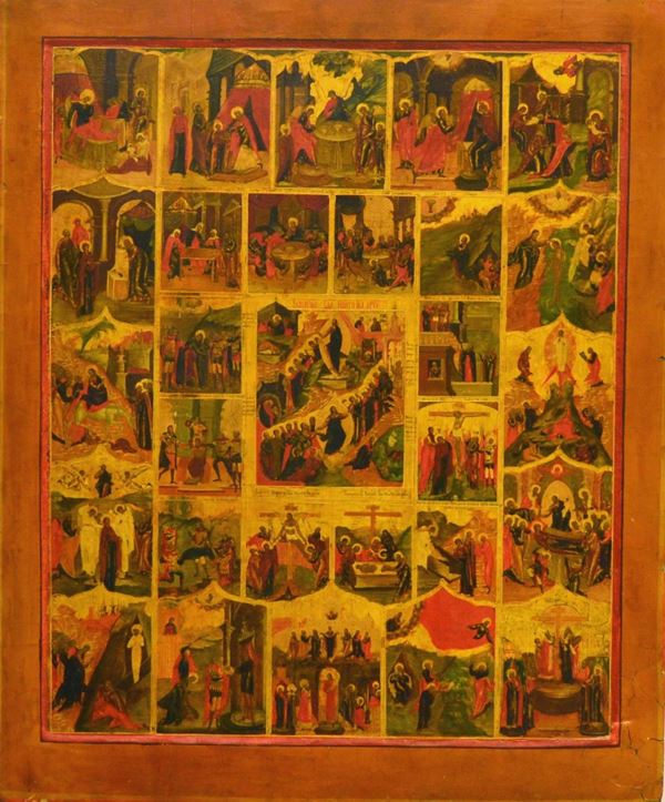 Icona russa, sec. XIX  - Asta ANTIQUARIATO, COLLEZIONISMO, GIOIELLI - Poggio Bracciolini Casa d'Aste