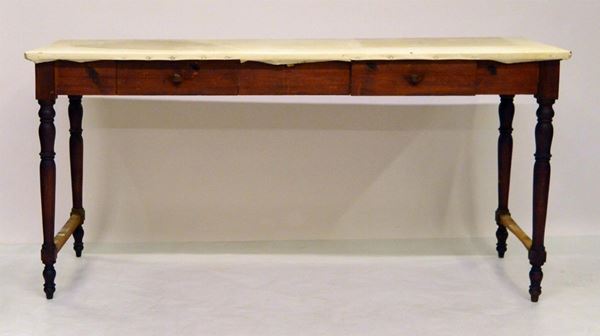 Tavolo da lavoro, Toscana, sec. XIX, in cipresso,  - Asta ANTIQUARIATO, COLLEZIONISMO, GIOIELLI - Poggio Bracciolini Casa d'Aste
