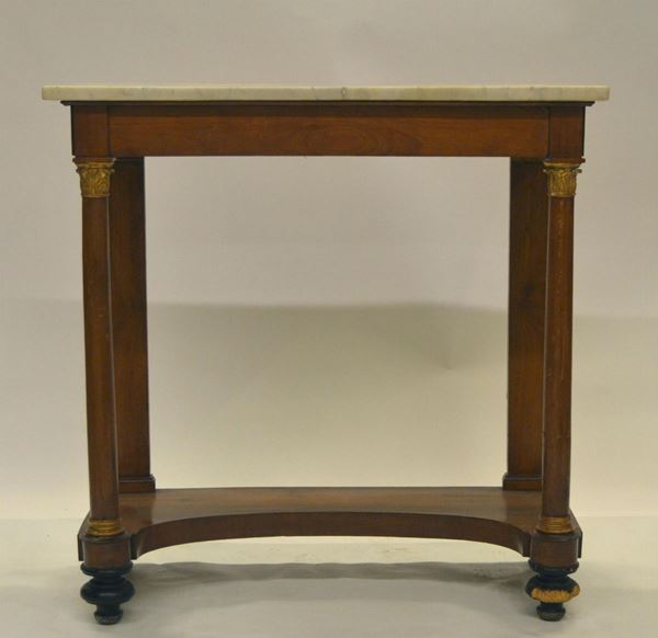 Consolle, Impero, in ciliegio, colonne laterali con  - Asta ANTIQUARIATO, COLLEZIONISMO, GIOIELLI - Poggio Bracciolini Casa d'Aste