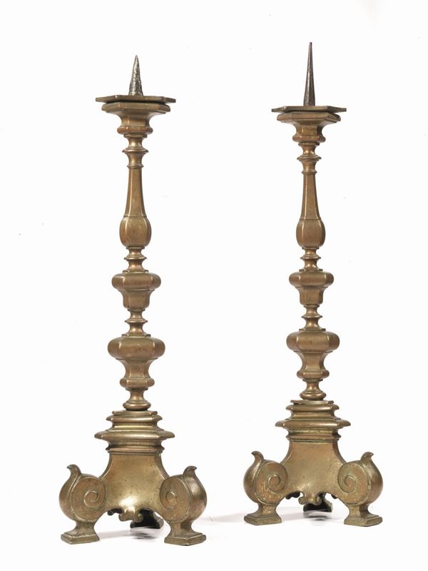 COPPIA DI CANDELIERI, TOSCANA, SECOLO XVII