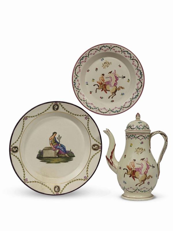 PIATTO E CAFFETTIERA, NAPOLI, FABBRICA MIGLIUOLO GIUSTINIANI 1810-1813 E&nbsp;&nbsp;