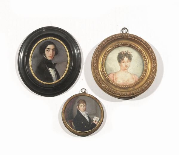 TRE MINIATURE, SECOLO XIX