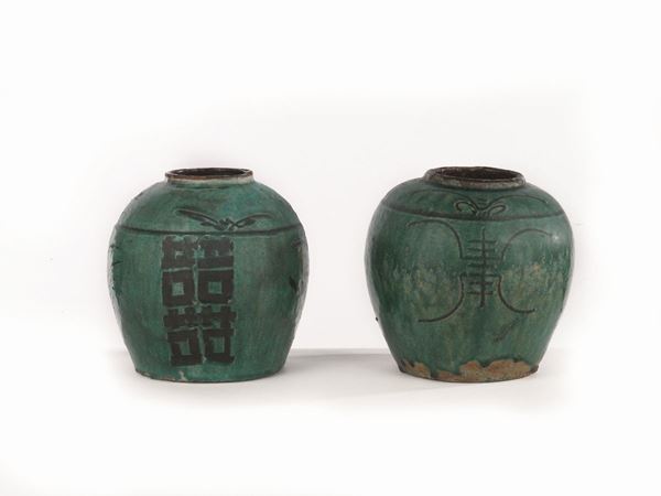 COPPIA DI POTICHES, ARTE ORIENTALE, SEC. XIX