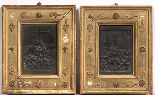 COPPIA DI RILIEVI, SEC. XIX  - Asta INTERNI - Poggio Bracciolini Casa d'Aste