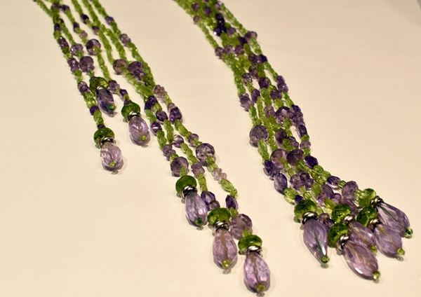COLLANA IN AMETISTE E TORMALINE VERDI