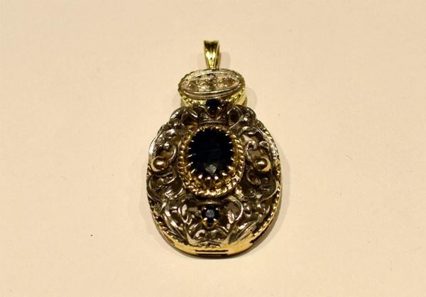 PENDENTE IN ORO, ARGENTO, ZAFFIRO E DIAMANTI&nbsp;&nbsp;&nbsp;&nbsp;&nbsp;&nbsp;&nbsp;&nbsp;&nbsp;&nbsp;&nbsp;&nbsp;&nbsp;&nbsp;&nbsp;&nbsp;&nbsp;&nbsp;&nbsp;&nbsp;&nbsp;&nbsp;&nbsp;&nbsp;&nbsp;&nbsp;&nbsp;&nbsp;&nbsp;&nbsp;