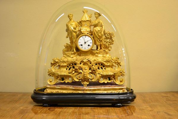 Orologio da tavolo, Francia, sec. XIX, in ceramica