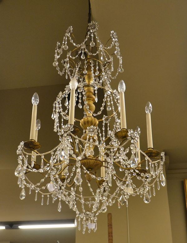 Lampadario, sec. XIX, fusto in  - Asta GIOIELLI, ARREDI D'ANTIQUARIATO, DIPINTI E SCULTURE - Poggio Bracciolini Casa d'Aste