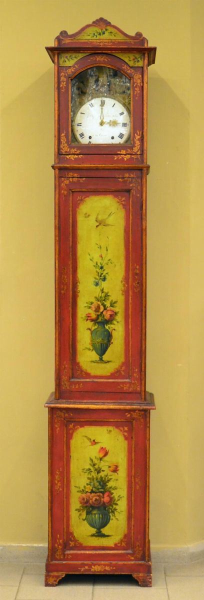 Orologio da terra, sec. XIX  - Asta GIOIELLI, ARREDI D'ANTIQUARIATO, DIPINTI E SCULTURE - Poggio Bracciolini Casa d'Aste