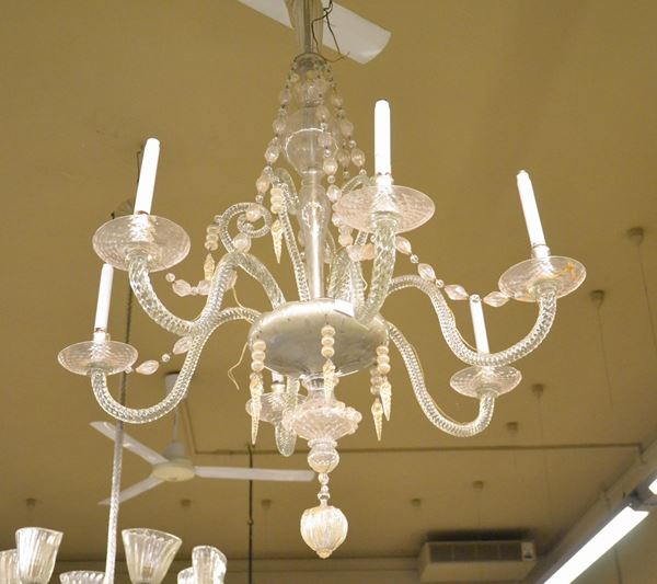 Lampadario, inizi sec. XX, sei bracci