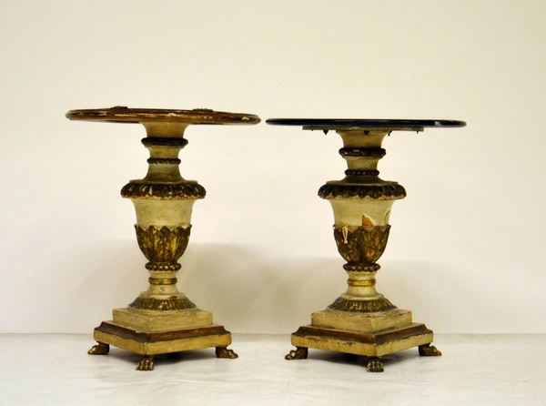 Due tavolini, in stile '700, circolari in legno  - Asta GIOIELLI, ARREDI D'ANTIQUARIATO, DIPINTI E SCULTURE - Poggio Bracciolini Casa d'Aste