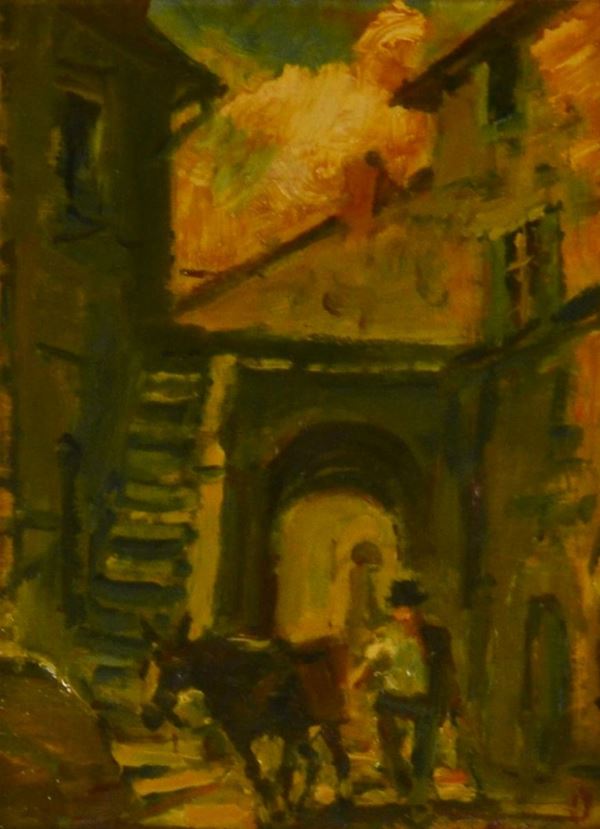 Scuola italiana, inizi sec. XX  - Asta GIOIELLI, ARREDI D'ANTIQUARIATO, DIPINTI E SCULTURE - Poggio Bracciolini Casa d'Aste