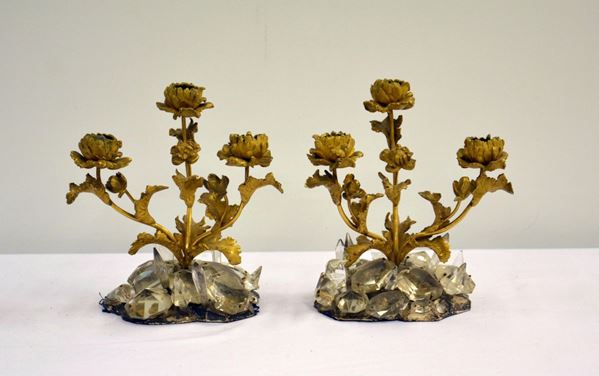 Due candelieri, sec. XIX,  - Asta GIOIELLI, ARREDI D'ANTIQUARIATO, DIPINTI E SCULTURE - Poggio Bracciolini Casa d'Aste