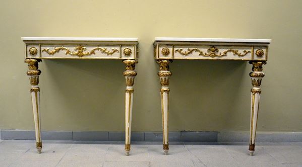 Due consolle da parete, Luigi XVI, in legno