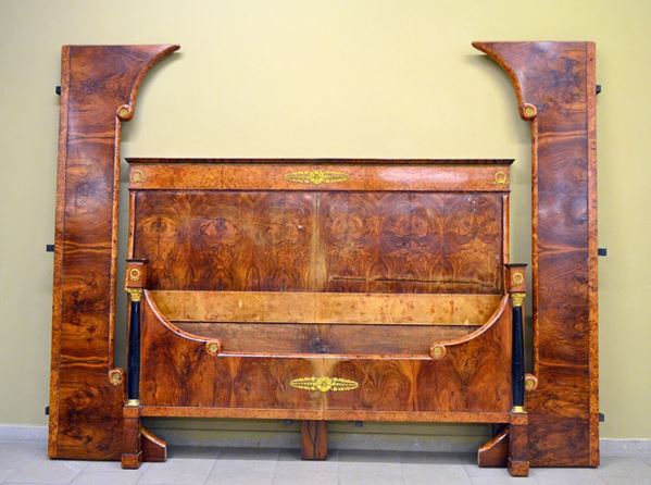 Letto, Impero, lastronato in radica,