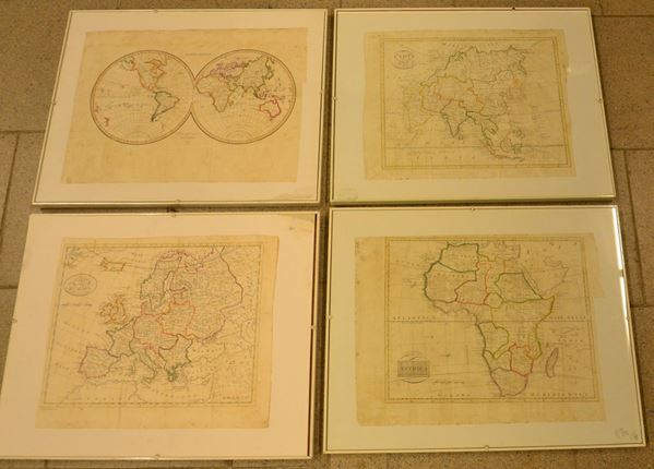 4 CARTE GEOGRAFICHE SEC. XIX, raffiguranti CONTINENTI&nbsp;&nbsp;&nbsp;&nbsp;&nbsp;&nbsp;&nbsp;&nbsp;&nbsp;&nbsp;&nbsp;&nbsp;&nbsp;&nbsp;&nbsp;&nbsp;&nbsp;&nbsp;&nbsp;&nbsp;&nbsp;