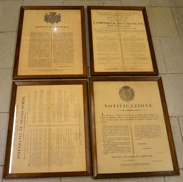 Quattro stampe, sec. XIX, raffiguranti                                      - Asta ASTA A TEMPO - ANTIQUARIATO E COLLEZIONISMO - Poggio Bracciolini Casa d'Aste