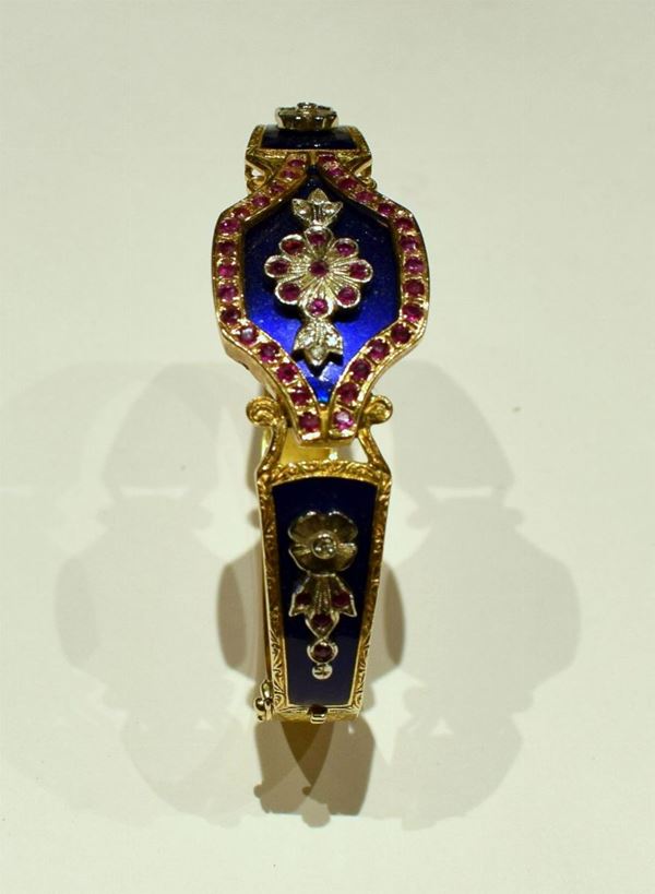 BRACCIALE IN ORO GIALLO,DIAMANTI, RUBINI&nbsp; E SMALTO&nbsp;&nbsp;&nbsp;&nbsp;&nbsp;&nbsp;&nbsp;&nbsp;&nbsp;&nbsp;&nbsp;&nbsp;&nbsp;&nbsp;&nbsp;&nbsp;&nbsp;&nbsp;&nbsp;&nbsp;&nbsp;&nbsp;&nbsp;&nbsp;&nbsp;&nbsp;