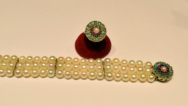 DEMI PARURE IN ORO GIALLO,DIAMANTI, RUBINI E