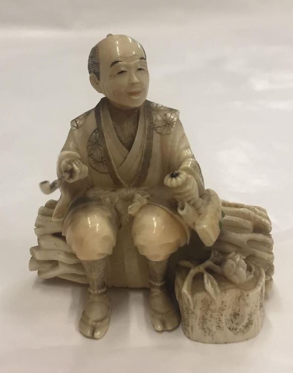 Figura in avorio Okimono, Giappone, sec. XIX