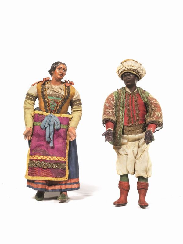 COPPIA DI PASTORI, SECOLO XIX  - Asta GIOIELLI, SCULTURE, DIPINTI, ARREDI E OGGETTI D'ARTE - Poggio Bracciolini Casa d'Aste