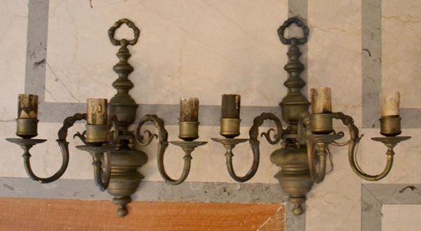 Quattro appliques, inizi sec. XX,  - Asta GIOIELLI, SCULTURE, DIPINTI, ARREDI E OGGETTI D'ARTE - Poggio Bracciolini Casa d'Aste