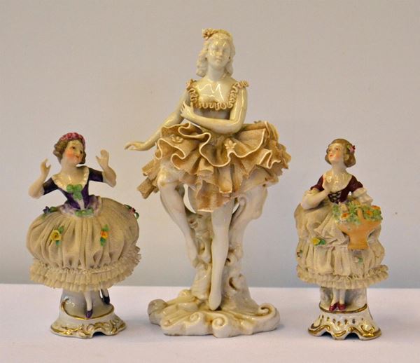 Tre piccole sculture, sec. XX, in ceramica,