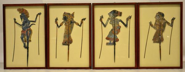 Quattro figure del teatro delle ombre giavanese, sec. XVIII,