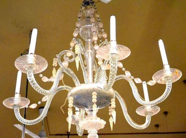 Lampadario, inizi sec. XX, sei bracci
