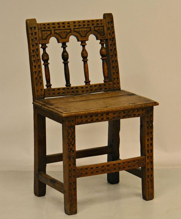 Sedia da balia, Spagna, sec. XVIII, in pioppo  - Asta GIOIELLI, SCULTURE, DIPINTI, ARREDI E OGGETTI D'ARTE - Poggio Bracciolini Casa d'Aste