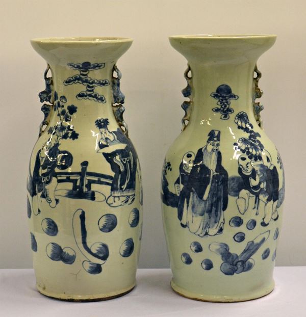 Coppia di vasi, arte orientale, sec. XX,