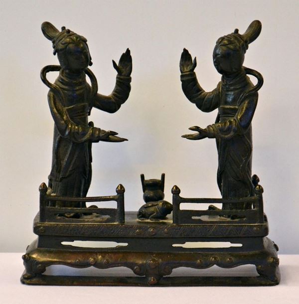 Scultura, arte orientale, sec. XIX, in bronzo,