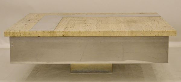 Tavolino da fumo, anni 80, base in metallo  - Asta GIOIELLI, SCULTURE, DIPINTI, ARREDI E OGGETTI D'ARTE - Poggio Bracciolini Casa d'Aste