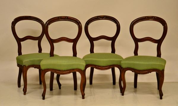 Quattro sedie, Luigi Filippo, in noce, sedute