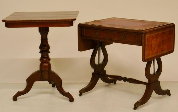 Tavolino, inizi sec. XX, in noce,  - Asta GIOIELLI, SCULTURE, DIPINTI, ARREDI E OGGETTI D'ARTE - Poggio Bracciolini Casa d'Aste