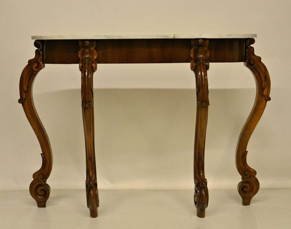 Consolle, Luigi Filippo, in noce sagomato, gambe