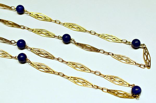 COLLANA IN ORO GIALLO E LAPISLAZZULO