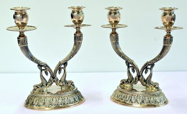 COPPIA DI CANDELIERI , SEC. XX  - Asta ANTIQUARIATO, COLLEZIONISMO E GIOIELLI - Poggio Bracciolini Casa d'Aste