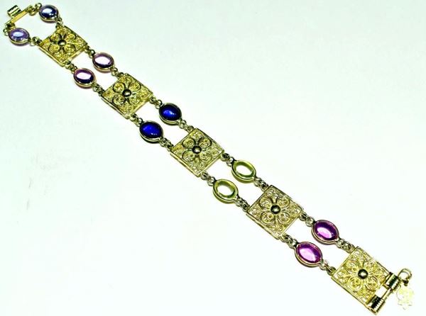 BRACCIALE IN ORO GIALLO&nbsp; E PIETRE