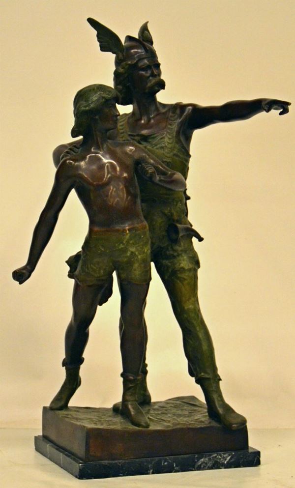 Scultura, fine sec. XIX, in bronzo, raffigurante  - Asta ANTIQUARIATO, COLLEZIONISMO E GIOIELLI - Poggio Bracciolini Casa d'Aste