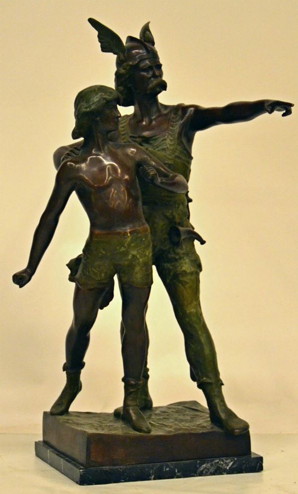 Scultura, fine sec. XIX, in bronzo, raffigurante