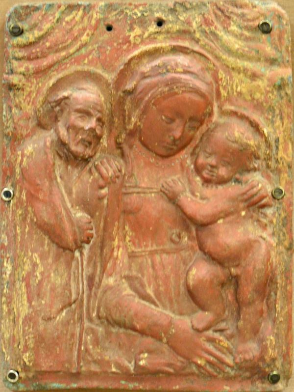 Altorilievo, sec. XIX, in terracotta policroma,