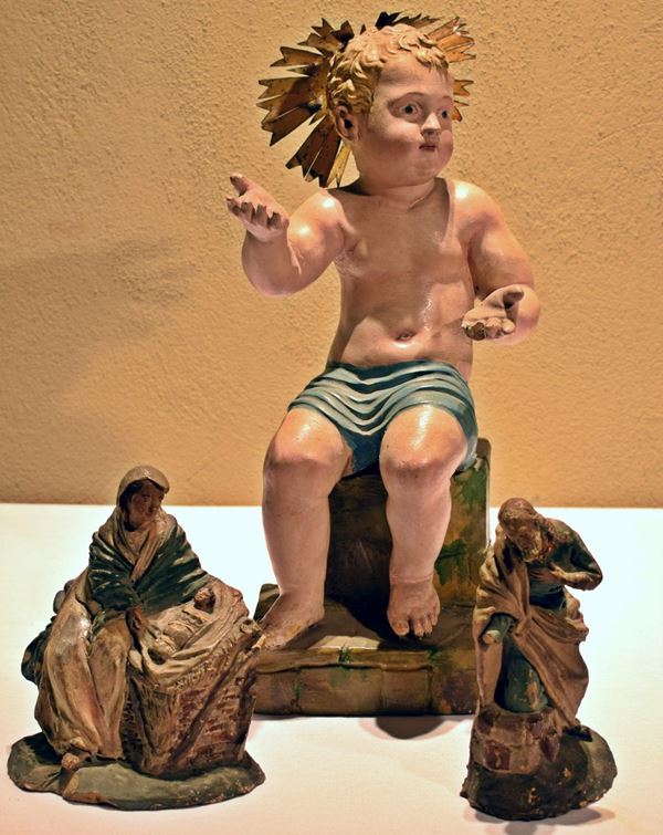 Scultura, sec. XIX, in terracotta policroma,