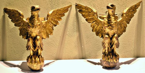 Coppia di frammenti, sec. XIX, in legno