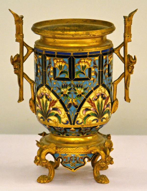 Vasetto cloisonne, arte orientale, inizi sec. XX,
