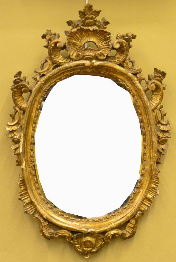 Specchiera, sec. XIX, entro cornice intagliata e  - Asta ANTIQUARIATO, COLLEZIONISMO E GIOIELLI - Poggio Bracciolini Casa d'Aste