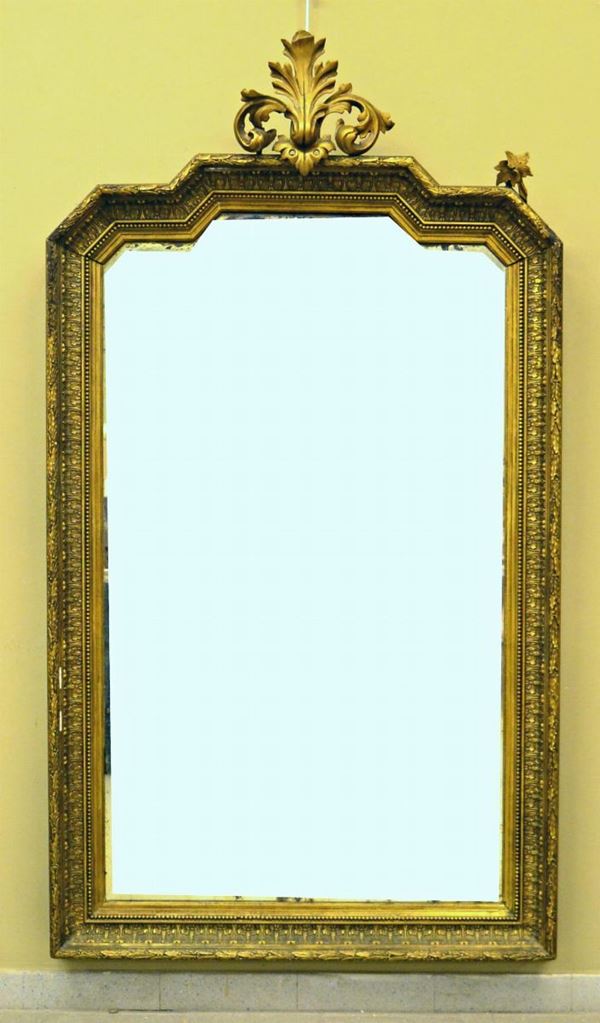 Specchiera, sec. XIX, entro cornice in legno